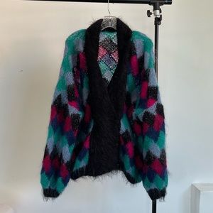 80s Vintage oversized knit cardigan size L